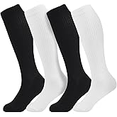 +MD Cotton Compression Socks for Women and Men 4/6 Pairs 15-20 mmHg Knee High Socks for Sports Travel Nurse Edema