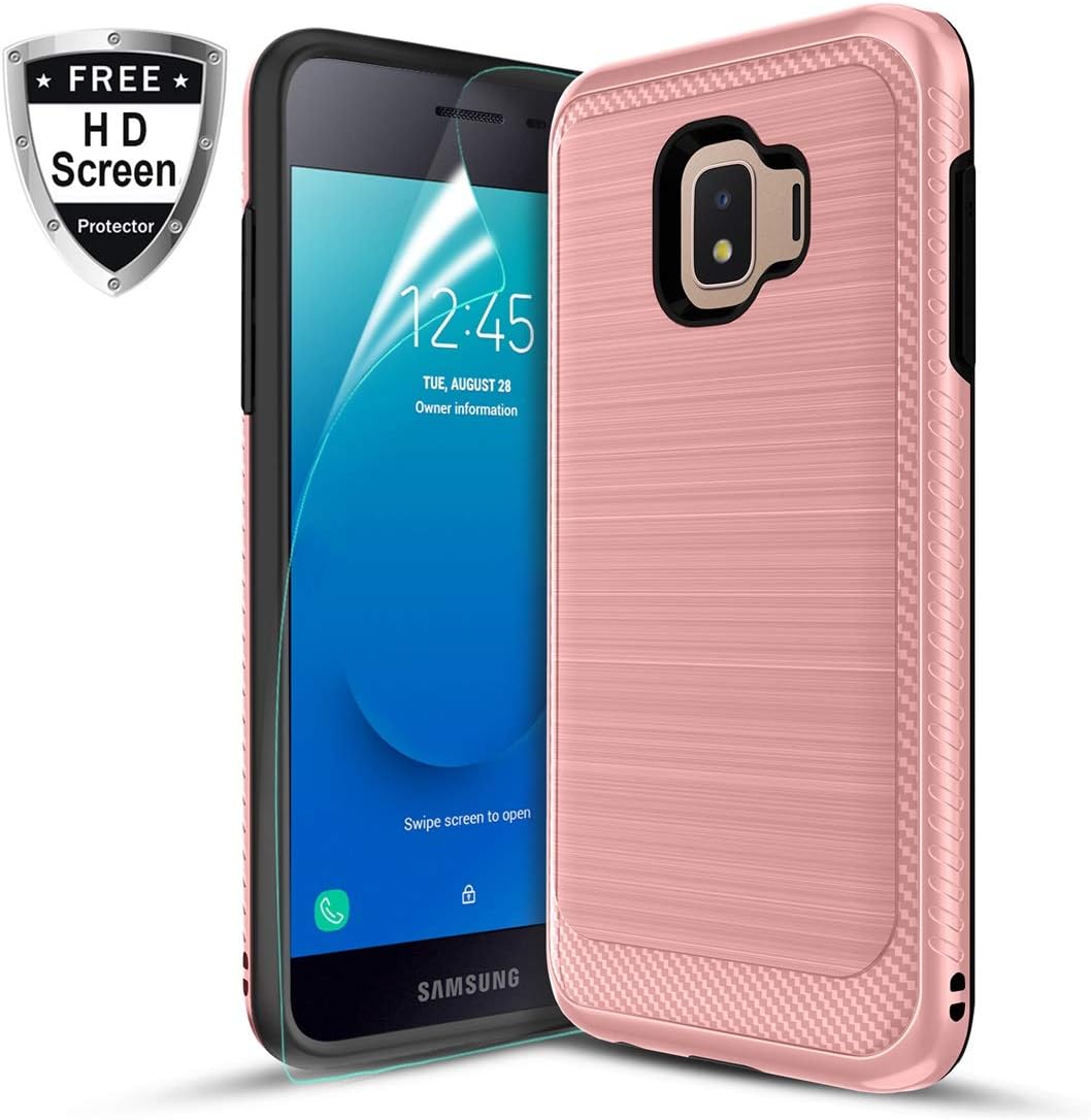Compatible W/Samsung Galaxy J2 Case, Galaxy J2 Core Case,Galaxy J2 Dash Case,J2 Pure Case,Clear TPU W/[Screen Protector] Soft Silicone Slim Anti-Slip Shockproof Bumper Protective Phone Cover,Clear