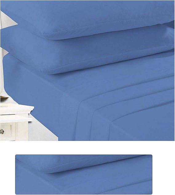 byrewood® Polycotton Mid Blue King Size Extra Deep Fitted Sheet 16