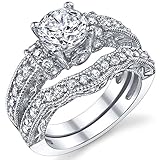 1.25 Carat Solid Sterling Silver Wedding Engagement Ring Set, Bridal Ring, with Cubic Zirconia CZ Size 11