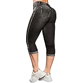 Flamingals High Waist Capris Jeans for Women Casual Summer Butt Lifting Skinny Denim Capri