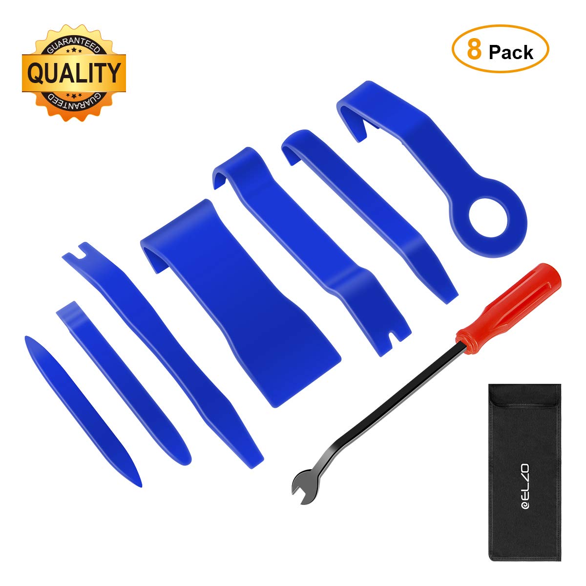 ELZO Auto Trim Removal Tool Kit, 8PCS Car Trim Removal Tool Set for Door Panel, Car Clips, Car Door Panel Trim, Dash Center Console, Audio Radio Installation and Removal