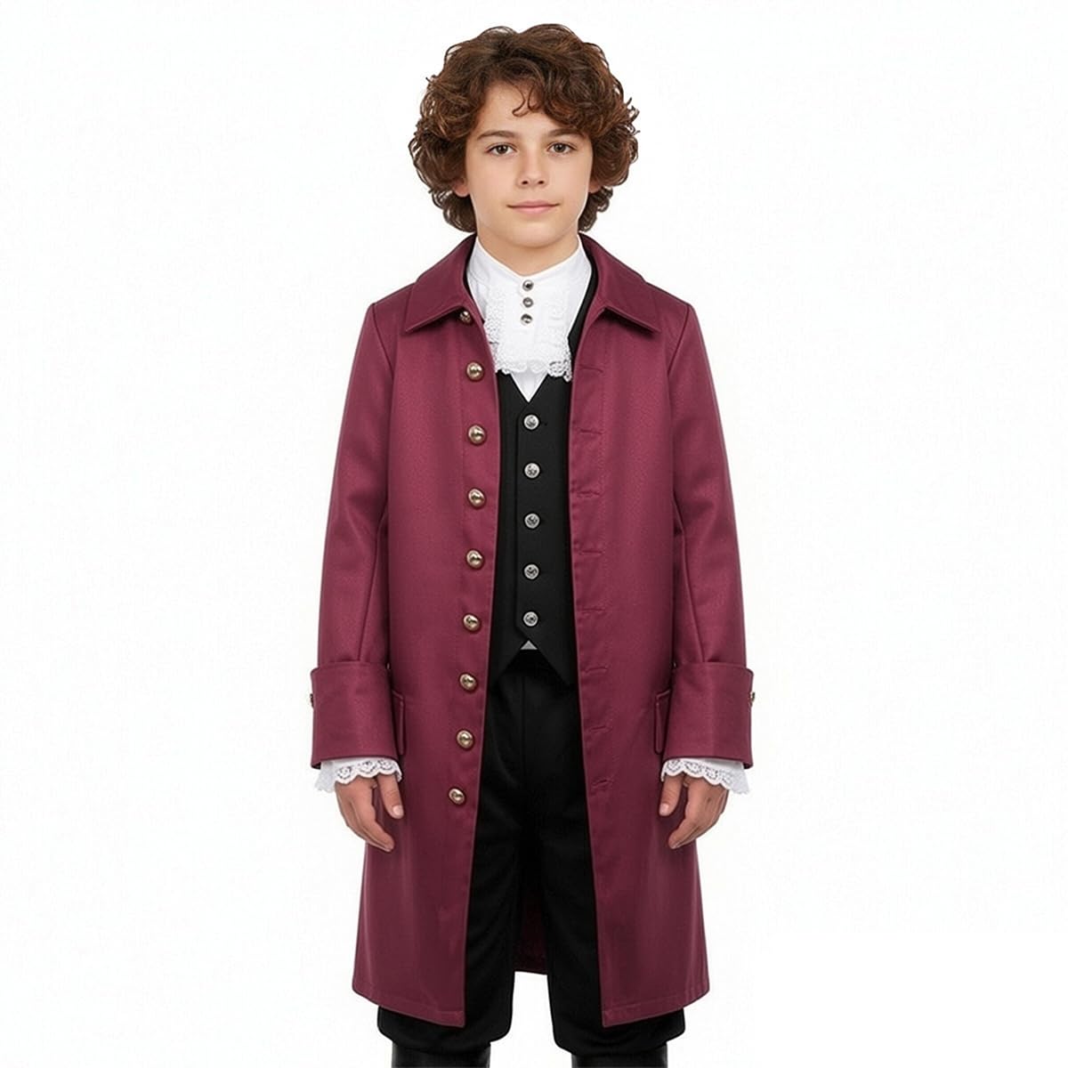 BPURB American Colonial Costume Boys Medieval Coat Historical Costume for Child