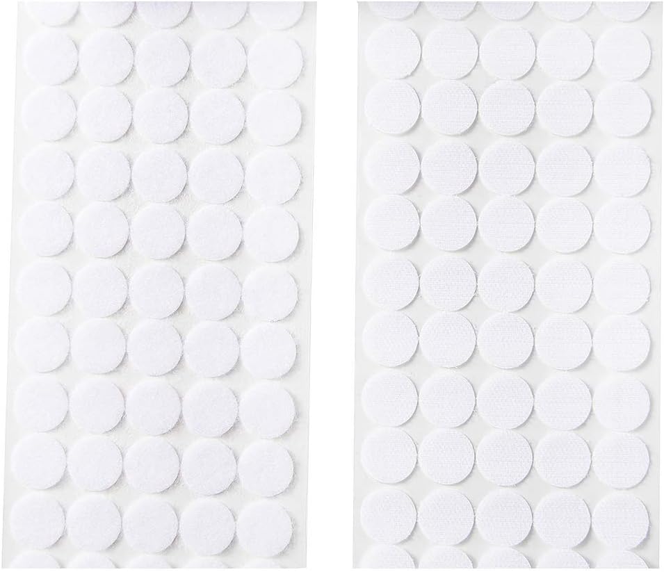 Simuer 600pcs Self Adhesive Dots Hook & Loop Sticky Back Nylon Coins Dots 20mm Diameter Sticky Glue Dot Tapes White(300 Pair Sets) - Image 4