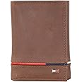 Tommy Hilfiger Men's Leather Leif RFID Trifold Wallet with Double ID, Brown