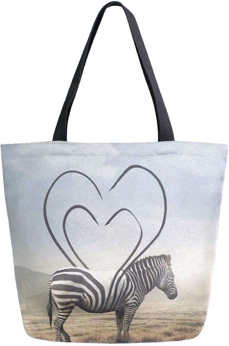 Zebra and Its Stripes Canvas Tote Bag Top Handle Purses Large Totes