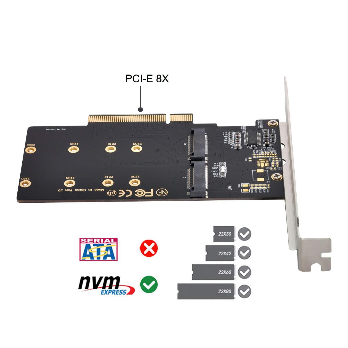 Nfhk Dual Nvme M.2 Pcie Adapter With Power Regulation Modules Visible
