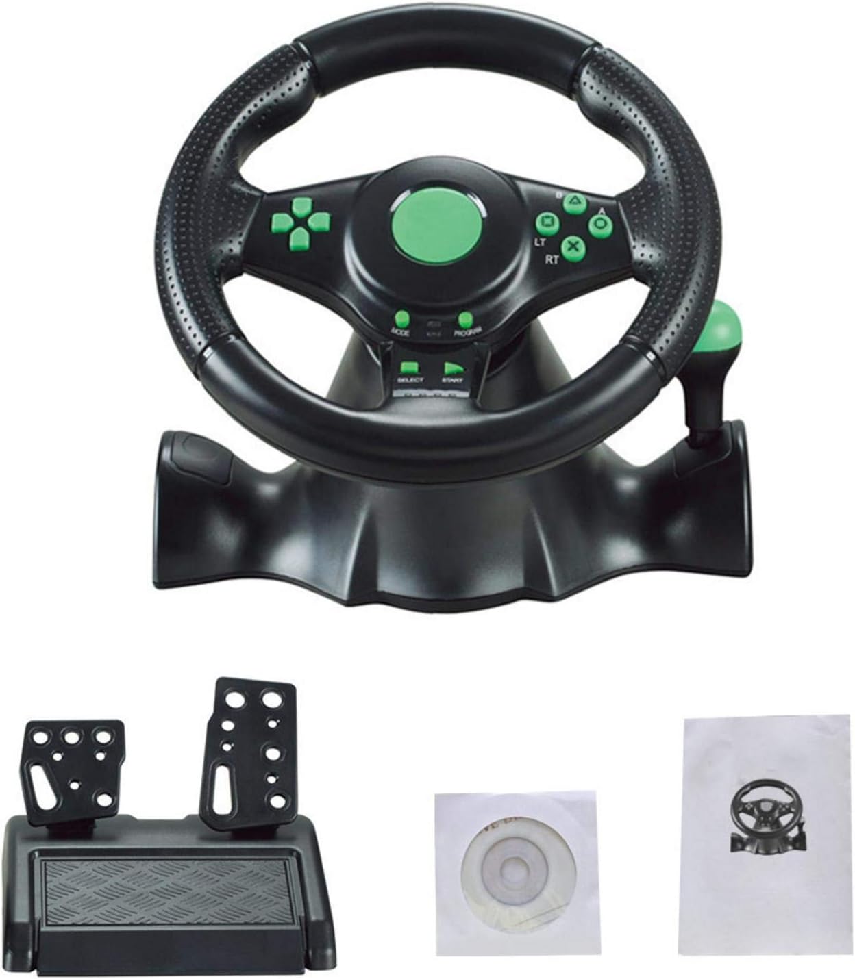 FT22 Racing Wheel, 180 Degree Racing Steering Computer Game Steering Wheel with Responsive Pedals Simulation Racing Driving Toy for PC/PS3/PS2/XBOX-ONE