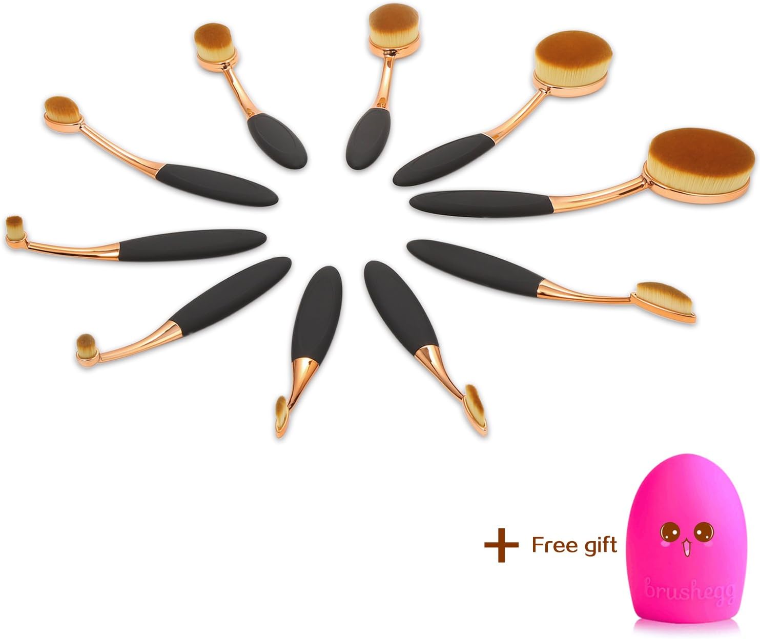 Makeup Brush Set Lip Brush Powder Brush Oval Makeup Brush Set Powder,Concealer, Contour, Foundation,Blending,Eyebrows,Eye Liner Brushes with Soft Toothbrush Makeup Brushes Beauty Blender and Cleaner