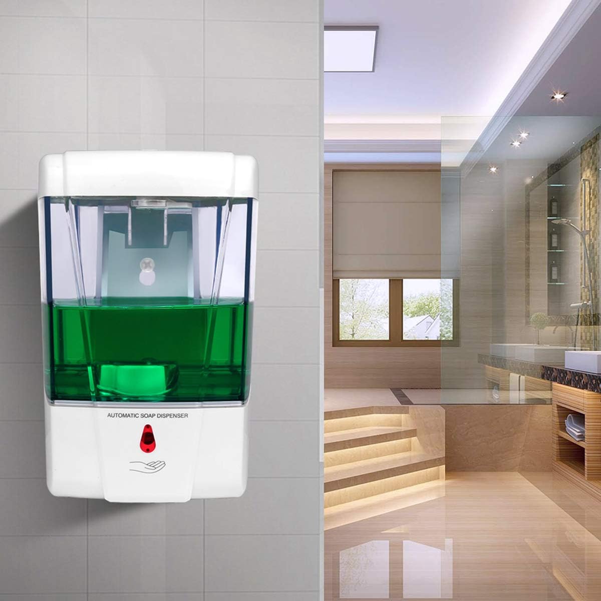 Automatic Soap Dispenser Sunsbell Wall-Mounted Sensor Soap Dispenser - Battery Powered Senor Pump for Kitchen/Bathroom (600ML-S01): Home & Kitchen