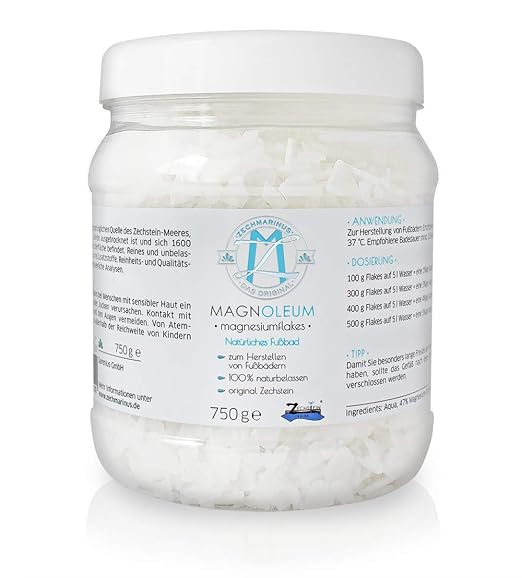 Magnesium Fußbad - Original Zechstein Magnesiumchlorid – Magnesium Flakes dermatologisch klinisch bestätigt – Handliche Größe