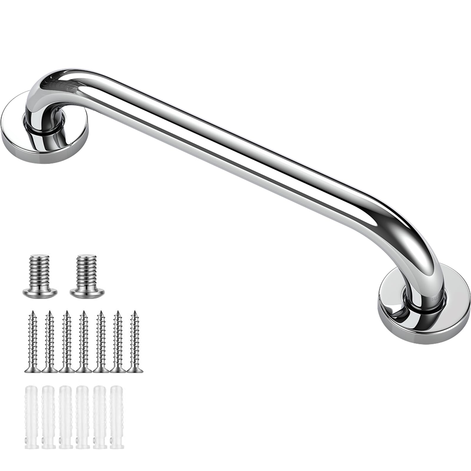 Grab Rails for Bathroom Bathtub Toilet Kitchen Bedroom 12Inch 304 Stainless Steel Handrail Non-Slip Grab Bars with Ridges for Elderly Towel Rail Disabled Injured Bathroom Safety Aid