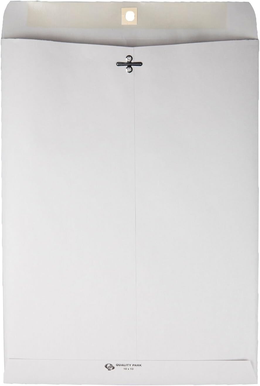 Quality Park, Clasp Envelopes, Gummed, Executive Gray, 10x13, 100 per Box (38597) : Office Products
