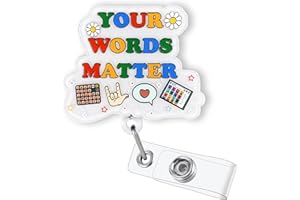 BYDEVIA Your Words Matter Badge Reel Retractable, Cute Speech Therapy Badge Reel, SLP SLPA Badge Holder, Speech Language Pathologist ID Badge Clip, AAC Speechie Gifts, Speech Therapist Badge Holder for Work