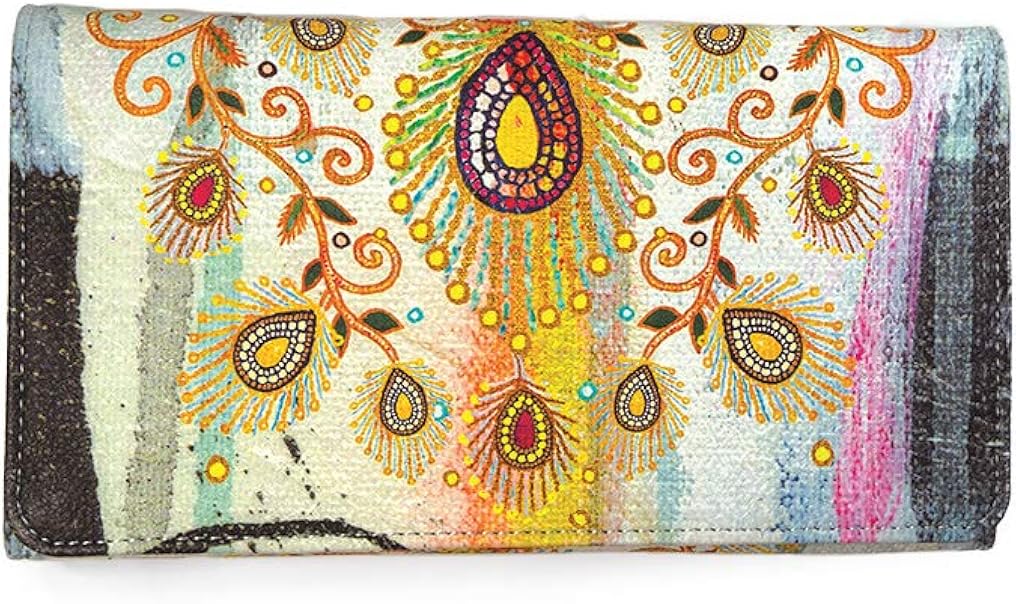 Papaya Tri Fold Wallet, Clutch Checkbook Wallet for Women, Artistically Designed Ladies Wallet
