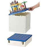 SHIMOYAMA Folding Storage Box with Building Lid for Duplo Blocks, 26 Qt. Foldable Toy Container, 25L Collapsible Storage Bin 