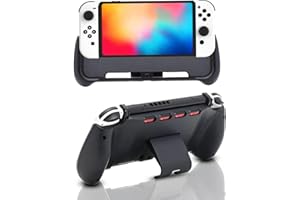 NANANINO Switch OLED Grip, Switch OLED Accessories Grip with Game Storage and Kickstand, Hand Grip Compatible with Nintendo Switch and Switch OLED