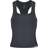 AUROLA Essentials Seamless Sleeveless Racerback Top,Women Subtle Marl Workout Square Neck Fitted Tank