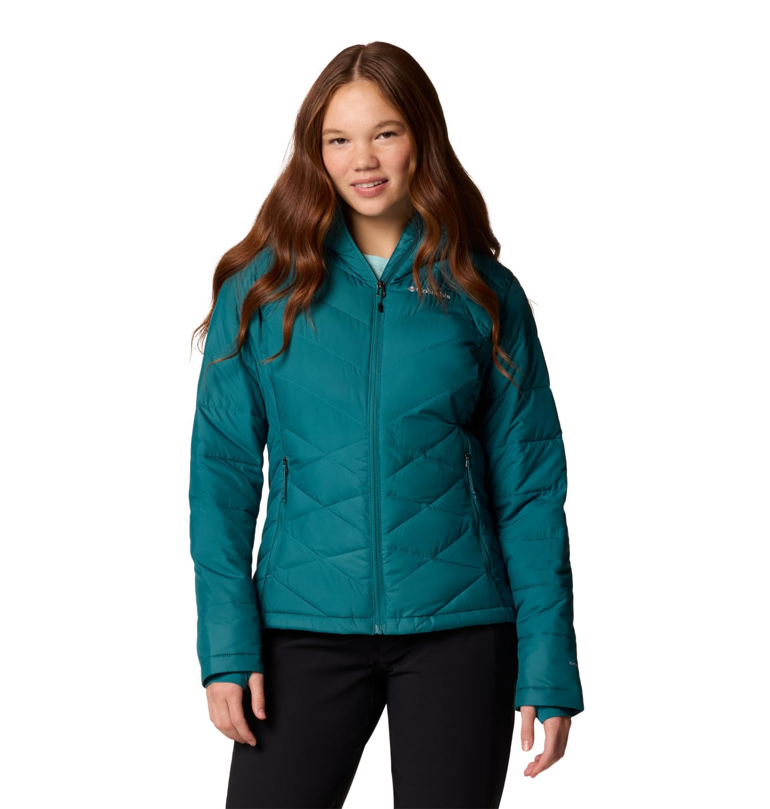 Columbia Womens Heavenly Hooded Puffer Jacket, River Blue, X-Small