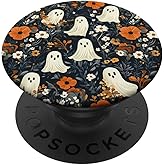Cute Funny Halloween Spooky Ghost in Flowers Floral Pattern PopSockets Standard PopGrip