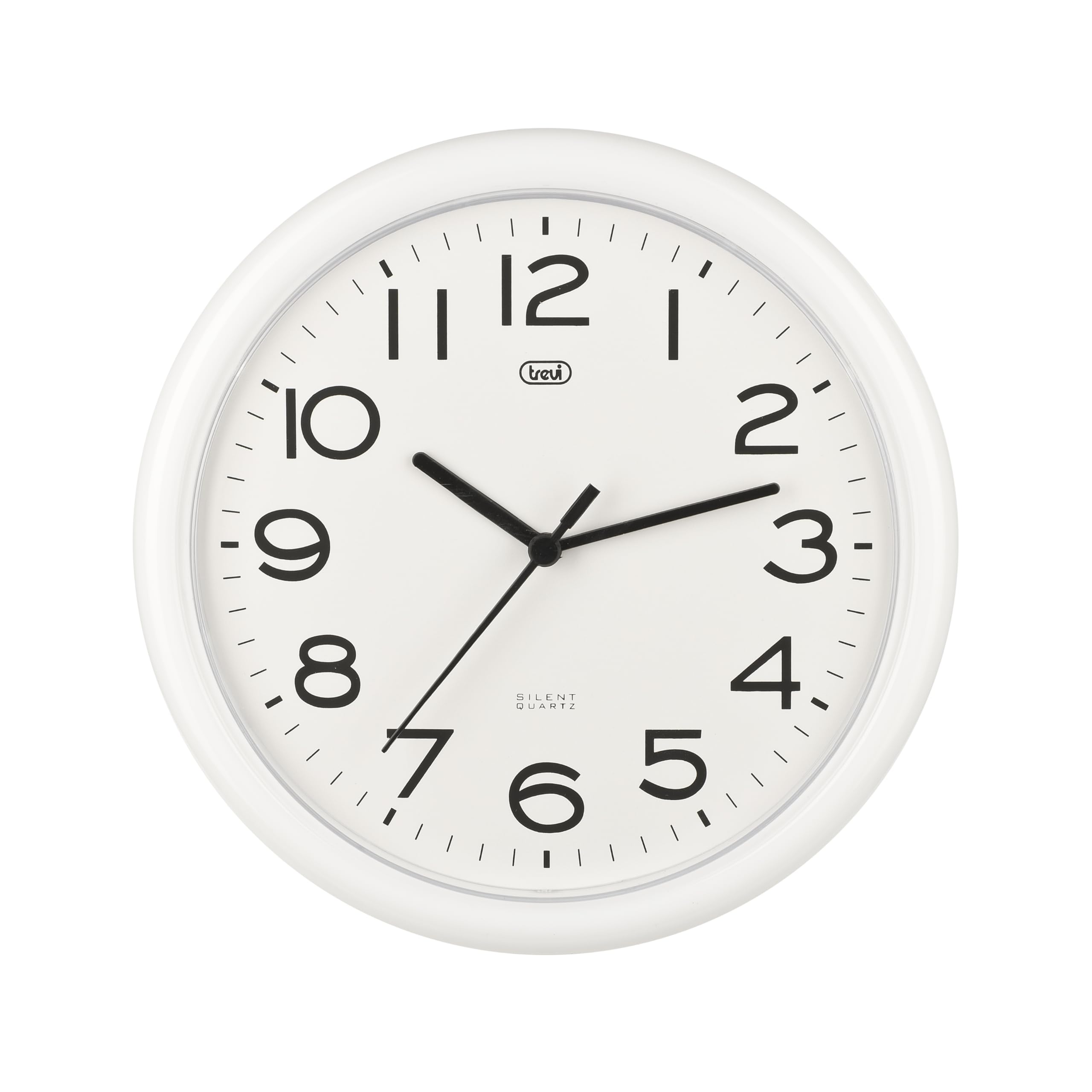 Trevi OM 3301 Quartz Wall Clock with Silent Sweep Movement, Diameter 24 cm, White, plastic, round