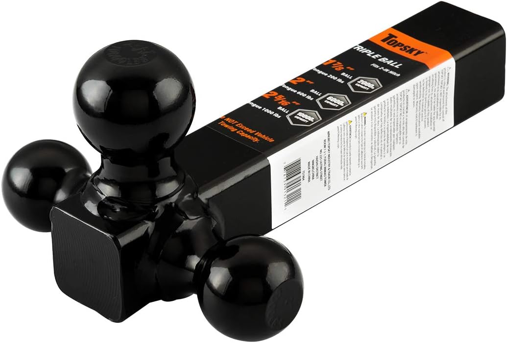 TOPSKY Trailer Hitch Mount Tri Ball Hitch, 1-7/8",2"&2-5/16" Trailer Ball, Black Ball Hitch, Hollow Shank,TS2004: Automotive