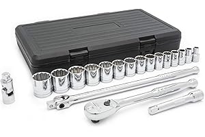 GEARWRENCH 19 Pc. 1/2" Drive 12 Pt. Standard Mechanics Tool Set, SAE - 80792