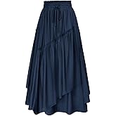 Scarlet Darkness Long Skirts for Women Renaissance Costume Pirate Maxi Skirt Plus Size with Pockets