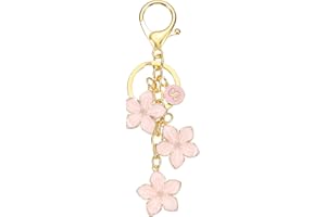 PATIKIL Initial Letter Flower Keychain, Alphabet Drip Oil Charm Cherry Blossom Keyring Keys for Birthdays