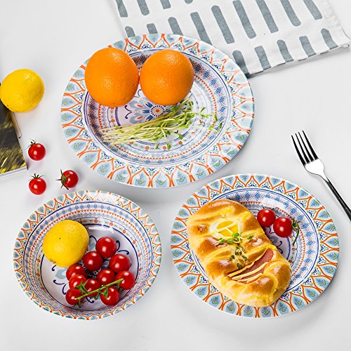 12pcs Dinnerware Set - Melamine Dinner Plates Set for Camping Use, Service for 4