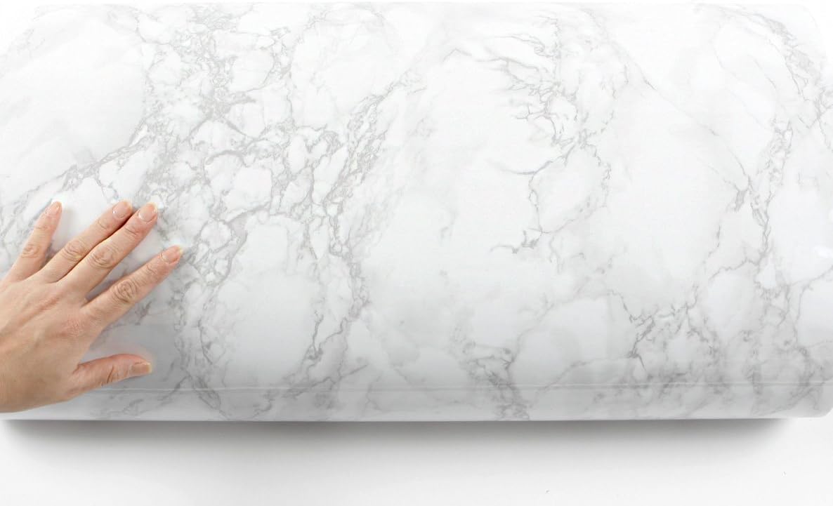 Peel and Stick PVC Instant Marble Decorative Self-Adhesive Film Countertop Backsplash Napoleon Marble (PGS408 : 2.00ft X 6.56ft) - Image 4
