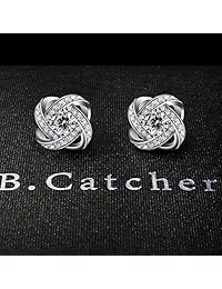 Aretes de plata de ley 925 Gemini para boda o regalo de San Valentín, de B. Catcher
