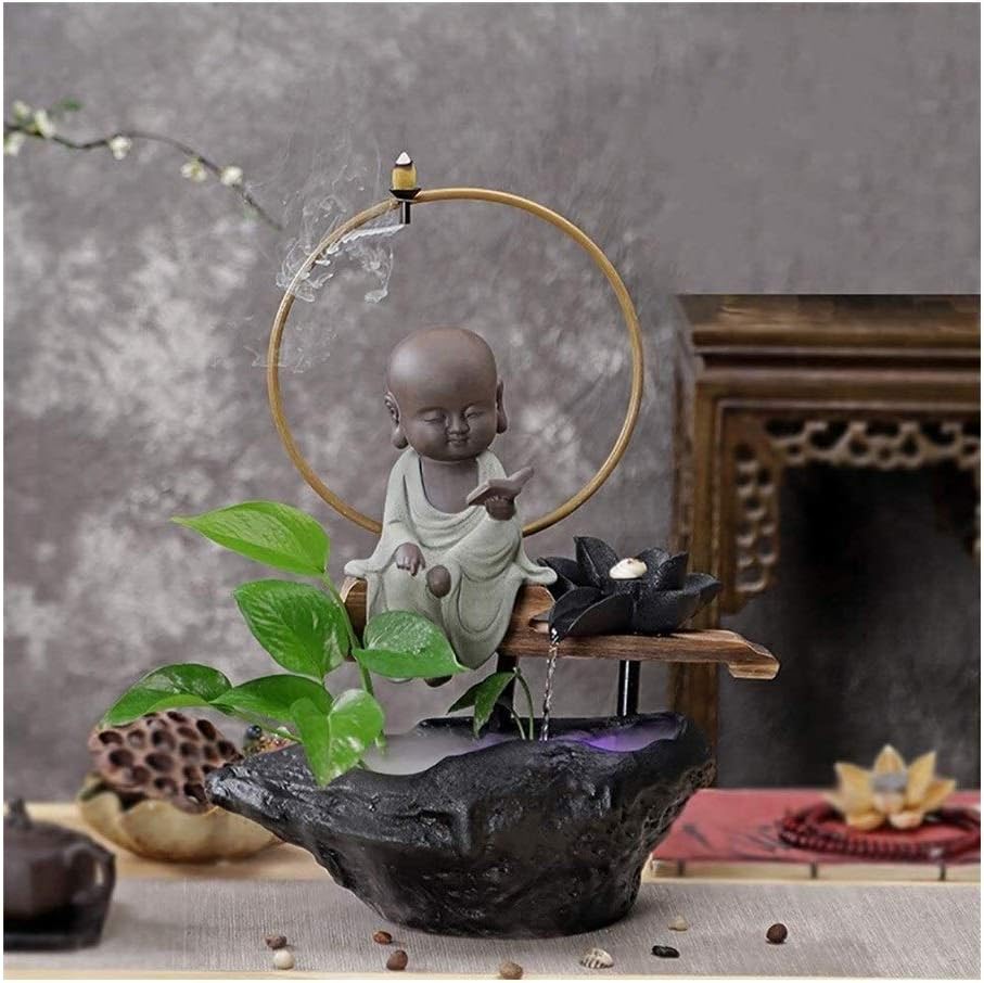 Meditation Water Fountain Waterfalls Lighted Tabletop Water Fountain