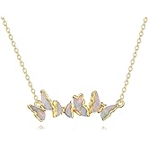 KQF Multiple Butterfly Necklace 14K Solid Gold Pink Opal Necklace For Women Dainty Jewelry Brithday Gifts For Women