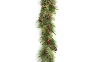 Vita Domi Realistic 6 ft Long Pine Garland - Green Evergreen Greenery for Christmas Mantle & Fireplace