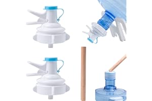 OHOH 2 Pack Water Dispenser Valve, Water Jug Dispenser Valve, Jug Cap Bottle Spout Reusable Plastic Spigot Faucet with Dustproof Cap and Wood Stick for 55mm Non Threaded Crown Top Drinking Bottle