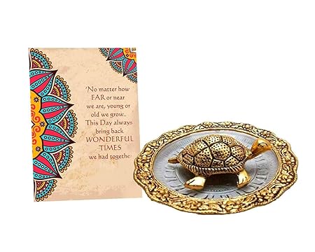 Collectible India Metal Tortoise Vastu Showpiece with Gift Card, Diwali Decoration Items, Diwali Gifts for Corporate Clients Family Friends him her