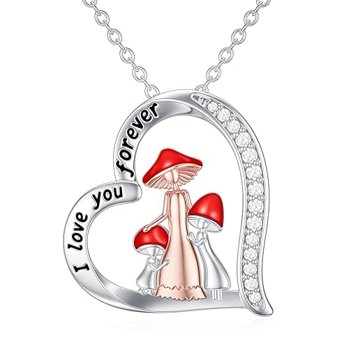 PROESS Mother’s Day Gifts Necklace For Mother Daughter Mushroom Pendant Jewelry Gifts For Women Mushroom lovers
