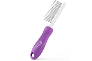 POODLIE Poodle Pet Detangling Pet Comb with Long & Short Stainless Steel Teeth for Removing Matted Fur, Knots & Tangles – Detangler Tool Accessories for Safe & Gentle DIY Dog & Cat Grooming