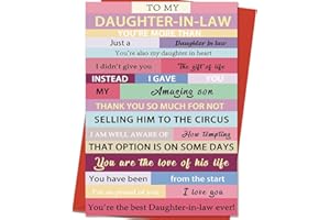 Daughter In Law Birthday Card - Happy Birthday Greeting Card with Envelope, 5.3 x 8.0 Inch