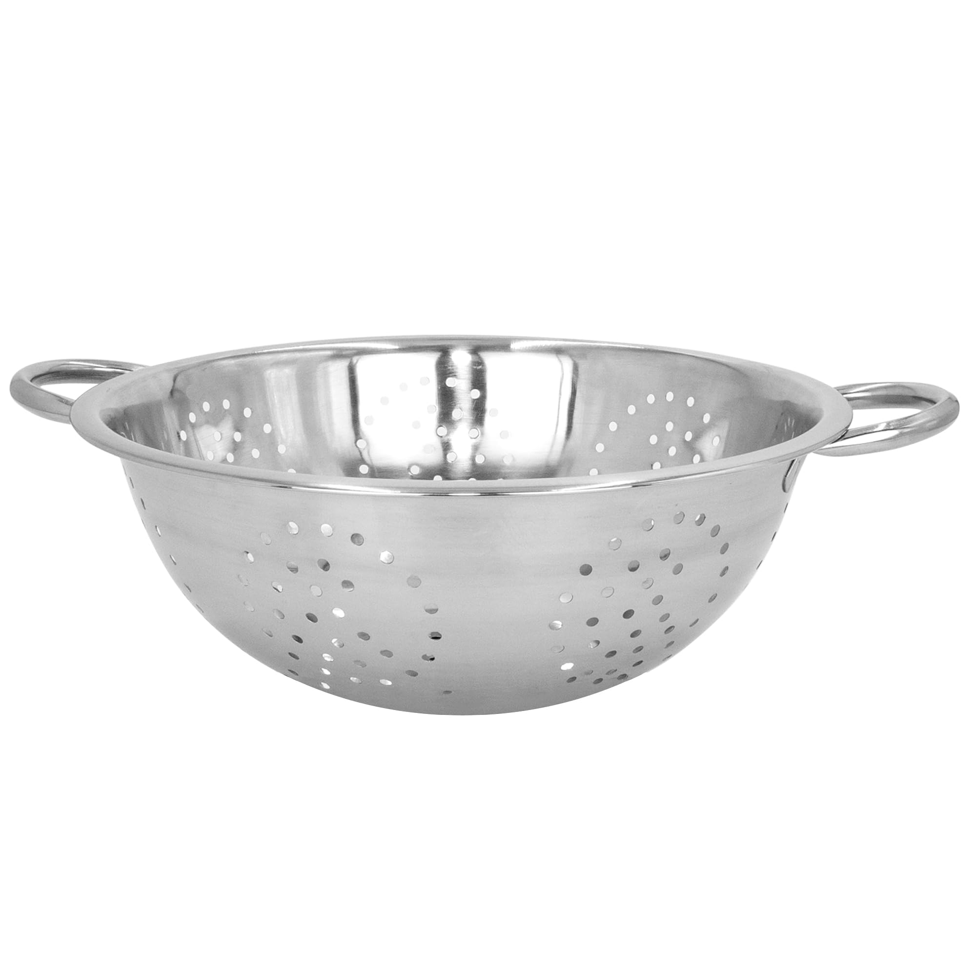 Stainless Steel Colander 24cm (9") - Freestanding with Dimpled Base, Twin Round Handles, Vegetables, Fruits, Kitchen Accessories, Pasta Filter