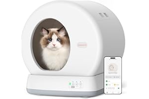 MeoWant Self-Cleaning Cat Litter Box, Integrated Safety Protection Automatic Cat Litter Box for Multi Cats, Extra Large/Odor 