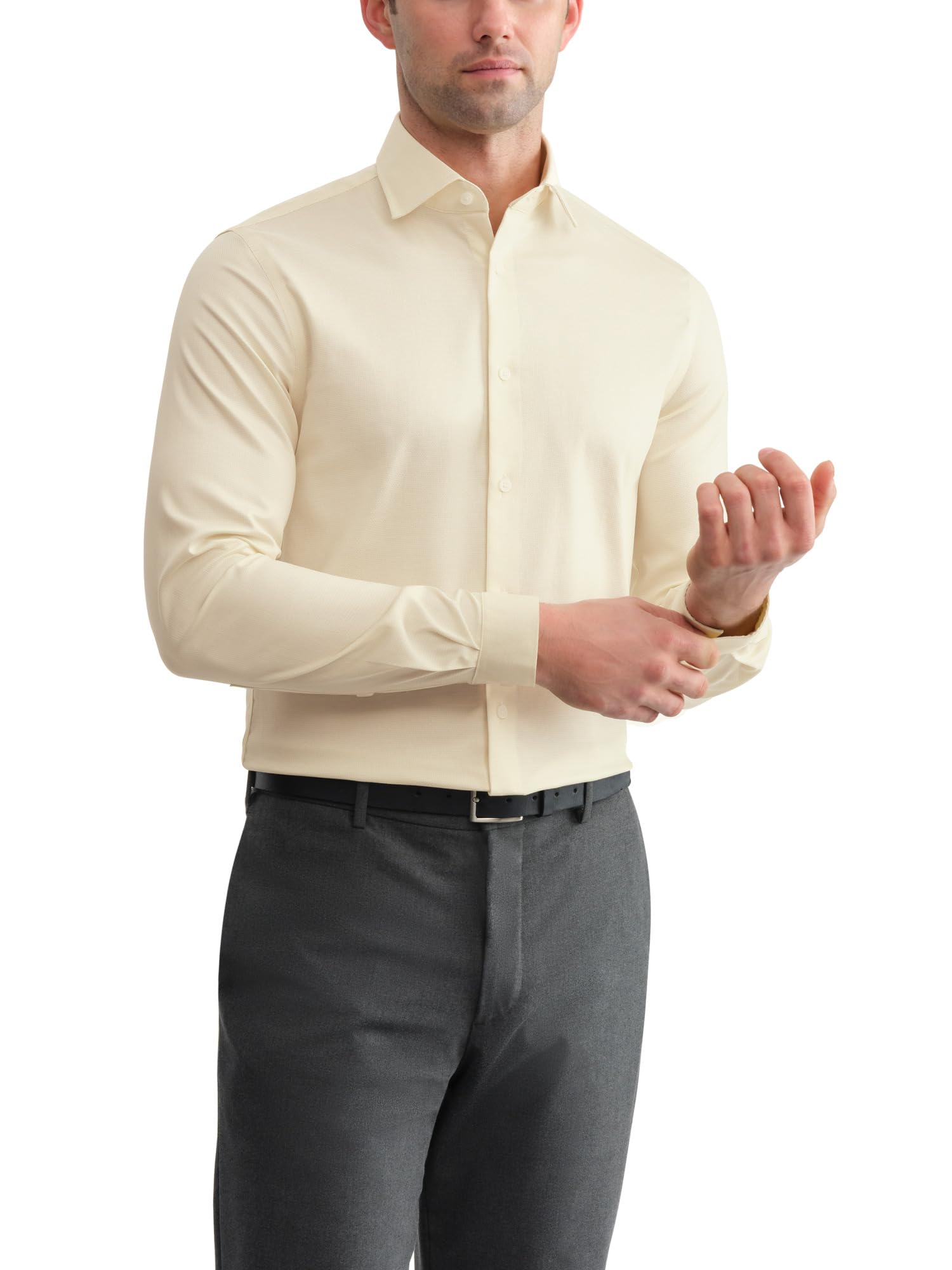 Michael Kors Men’s Dress Shirt Ultra Wrinkle Free Stretch Slim Fit Lemon Yellow