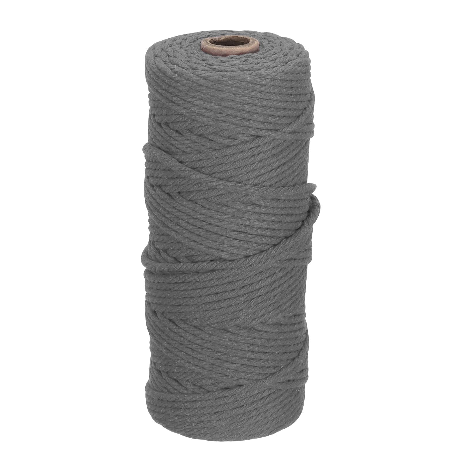 DMiotech 3mm x 100M (109 Yard) Dark Gray Natural Cotton Macrame Rope, Wall Hanging Handmade 2 Strands Twisted Macrame Cotton Cord for Plant Hangers, Gift Wrapping Wedding