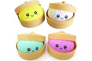 4PCS Dumpling Squishies Stress Balls, Dumpling Mystery Dumpling Squishy,Dumpling Stress Ball Large Squeeze Dough Ball Stress 