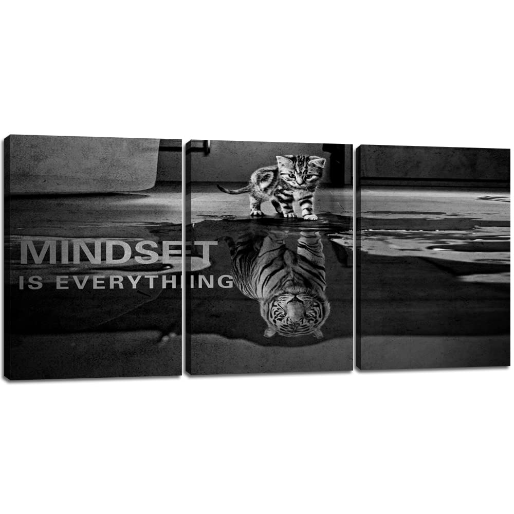 Photo 1 of Panels Mindset is Everything Motivational Canvas Wall Art Inspirational Entrepreneur Quotes Poster Print Artwork Painting Picture for Framed Home Decoration Living Room office bedroom 72''W x 36''H