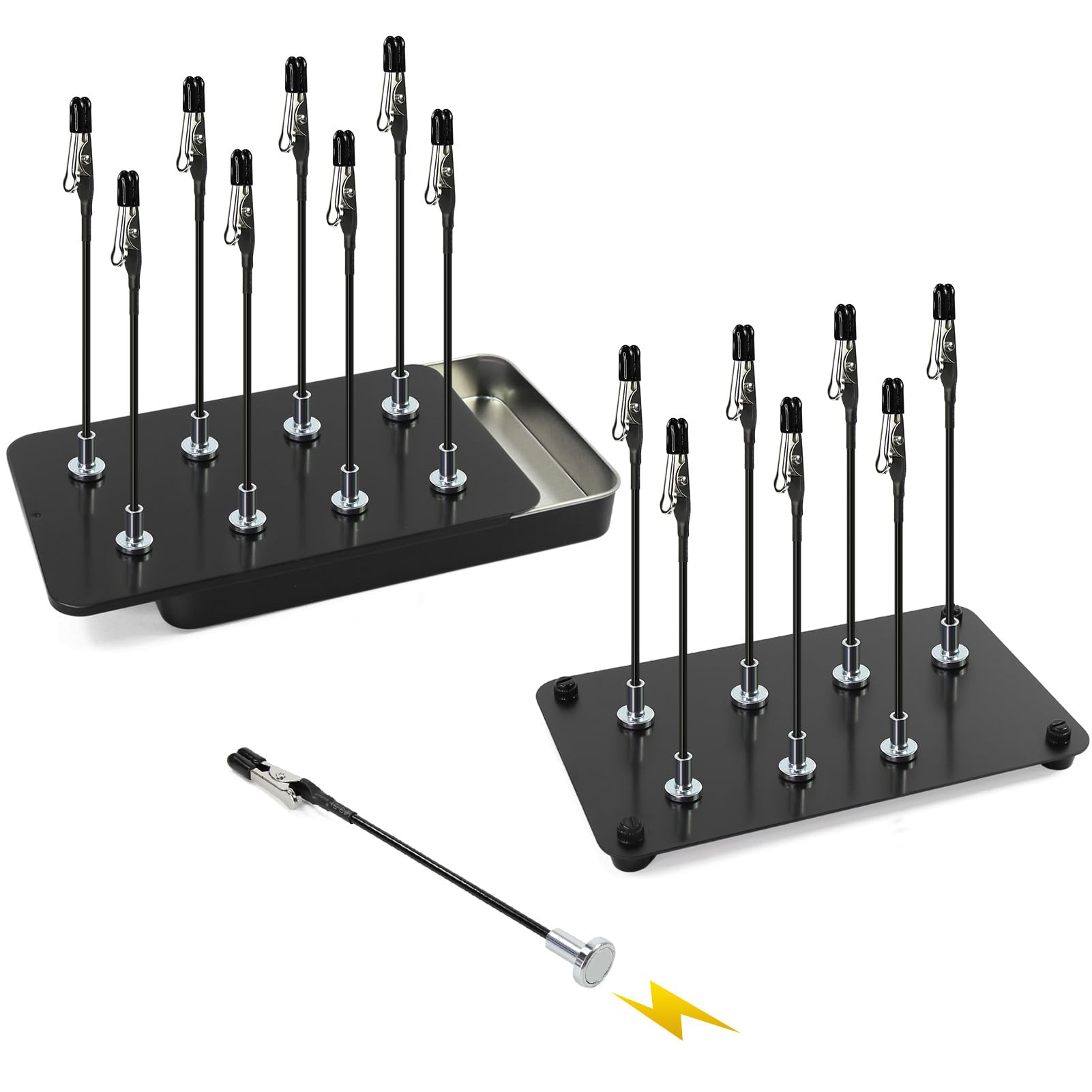 16pcs Model Metal Magnetic Clips with 1pc Storage Box 1mm thick base Painting Tool Set Aluminium wire crocodile clip with magnet (Straight)