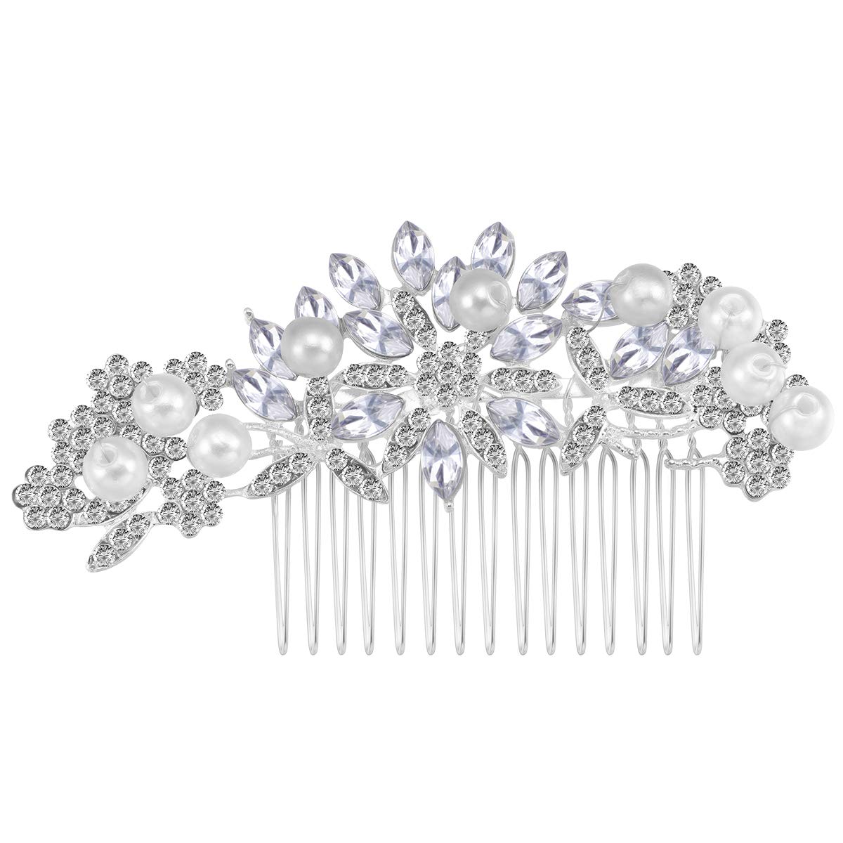 Bridal Hair Comb Simulated Pearl Crystal Wedding Hair Accessories (Silver)