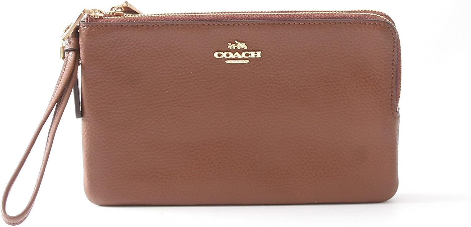 Coach Double Zip Pebble Leather Wristlet Wallet Handbags