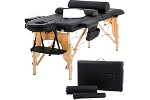 BestMassage Massage Bed Portable Massage Table 24 inch Wide Lash Bed Height Adjustable 2 Folding Spa Table with Towel Hanger Oil Pouch Half Bolster Round Bolster Non-Woven Bag